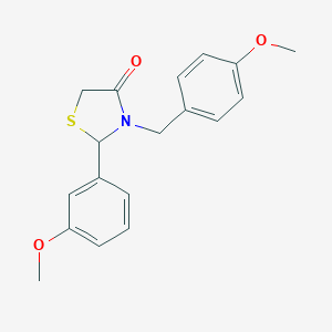 molecular formula C18H19NO3S B261548 3-(4-Methoxybenzyl)-2-(3-methoxyphenyl)-1,3-thiazolidin-4-one 