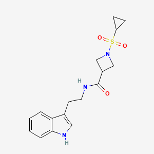 molecular formula C17H21N3O3S B2615491 N-(2-(1H-indol-3-yl)ethyl)-1-(cyclopropylsulfonyl)azetidine-3-carboxamide CAS No. 1428362-71-3