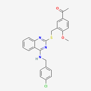 molecular formula C25H22ClN3O2S B2615495 1-[3-[[4-[(4-氯苯基)甲基氨基]喹唑啉-2-基]硫烷基甲基]-4-甲氧基苯基]乙酮 CAS No. 422532-02-3
