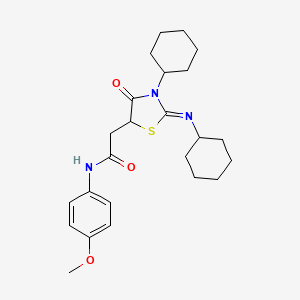 (Z)-2-(3-cyclohexyl-2-(cyclohexylimino)-4-oxothiazolidin-5-yl)-N-(4-methoxyphenyl)acetamide