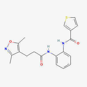 molecular formula C19H19N3O3S B2615501 N-(2-(3-(3,5-二甲基异恶唑-4-基)丙酰氨基)苯基)噻吩-3-甲酰胺 CAS No. 1207044-26-5