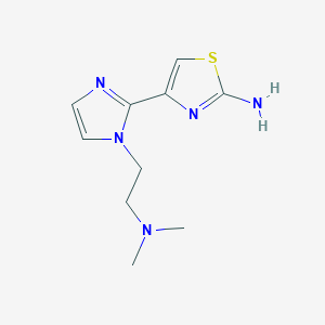 molecular formula C10H15N5S B2615508 4-(1-(2-(Dimethylamino)ethyl)-1H-imidazol-2-yl)thiazol-2-amine CAS No. 1823786-11-3