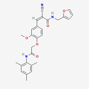 molecular formula C27H27N3O5 B2615511 (Z)-2-Cyano-N-(furan-2-ylmethyl)-3-[3-methoxy-4-[2-oxo-2-(2,4,6-trimethylanilino)ethoxy]phenyl]prop-2-enamide CAS No. 1087665-44-8