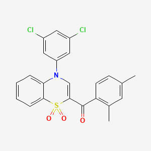 molecular formula C23H17Cl2NO3S B2615514 [4-(3,5-dichlorophenyl)-1,1-dioxido-4H-1,4-benzothiazin-2-yl](2,4-dimethylphenyl)methanone CAS No. 1114649-48-7