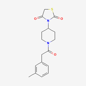 molecular formula C17H20N2O3S B2615517 3-(1-(2-(间甲苯基)乙酰)哌啶-4-基)噻唑烷-2,4-二酮 CAS No. 1795301-79-9