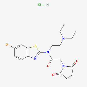 molecular formula C19H24BrClN4O3S B2615521 N-(6-bromobenzo[d]thiazol-2-yl)-N-(2-(diethylamino)ethyl)-2-(2,5-dioxopyrrolidin-1-yl)acetamide hydrochloride CAS No. 1215610-36-8