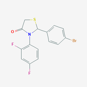 molecular formula C15H10BrF2NOS B261553 2-(4-Bromophenyl)-3-(2,4-difluorophenyl)-1,3-thiazolidin-4-one 