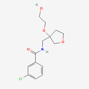 molecular formula C14H18ClNO4 B2615538 3-chloro-N-((3-(2-hydroxyethoxy)tetrahydrofuran-3-yl)methyl)benzamide CAS No. 2320572-68-5