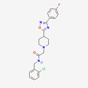 molecular formula C22H22ClFN4O2 B2615546 N-(2-氯苄基)-2-(4-(3-(4-氟苯基)-1,2,4-恶二唑-5-基)哌啶-1-基)乙酰胺 CAS No. 1251690-36-4