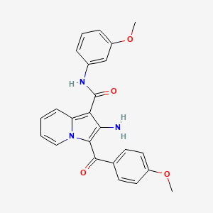 molecular formula C24H21N3O4 B2615550 2-氨基-3-(4-甲氧基苯甲酰)-N-(3-甲氧基苯基)吲哚并[1,2-c]喹啉-1-甲酰胺 CAS No. 891026-67-8