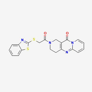 molecular formula C20H16N4O2S2 B2615553 2-(2-(benzo[d]thiazol-2-ylthio)acetyl)-3,4-dihydro-1H-dipyrido[1,2-a:4',3'-d]pyrimidin-11(2H)-one CAS No. 1903166-98-2