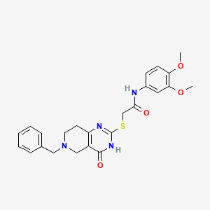 molecular formula C24H26N4O4S B2615555 2-((6-benzyl-4-oxo-3,4,5,6,7,8-hexahydropyrido[4,3-d]pyrimidin-2-yl)thio)-N-(3,4-dimethoxyphenyl)acetamide CAS No. 946301-45-7