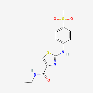 molecular formula C13H15N3O3S2 B2615557 N-乙基-2-((4-(甲基磺酰基)苯基)氨基)噻唑-4-羧酰胺 CAS No. 1170029-26-1