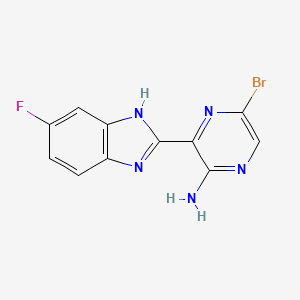 molecular formula C11H7BrFN5 B2615566 5-bromo-3-(6-fluoro-1H-benzimidazol-2-yl)-2-Pyrazinamine CAS No. 1100095-00-8
