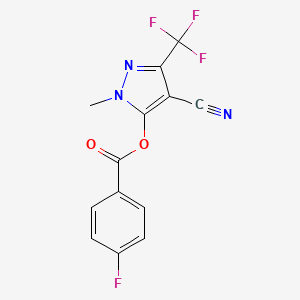 4-cyano-1-methyl-3-(trifluoromethyl)-1H-pyrazol-5-yl 4-fluorobenzenecarboxylate