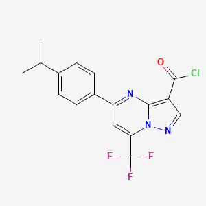 molecular formula C17H13ClF3N3O B2615574 5-(4-Isopropylphenyl)-7-(trifluoromethyl)pyrazolo[1,5-a]pyrimidine-3-carbonyl chloride CAS No. 865412-31-3