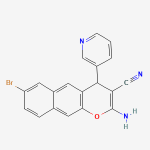 molecular formula C19H12BrN3O B2615576 2-amino-7-bromo-4-(3-pyridinyl)-4H-benzo[g]chromene-3-carbonitrile CAS No. 882747-31-1