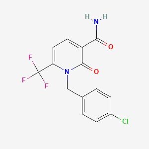 molecular formula C14H10ClF3N2O2 B2615578 1-(4-Chlorobenzyl)-2-oxo-6-(trifluoromethyl)-1,2-dihydro-3-pyridinecarboxamide CAS No. 338977-32-5
