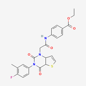 molecular formula C24H20FN3O5S B2615585 ethyl 4-{2-[3-(4-fluoro-3-methylphenyl)-2,4-dioxo-1H,2H,3H,4H-thieno[3,2-d]pyrimidin-1-yl]acetamido}benzoate CAS No. 1260903-93-2