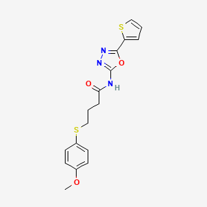 molecular formula C17H17N3O3S2 B2615592 4-((4-甲氧基苯基)硫代)-N-(5-(噻吩-2-基)-1,3,4-恶二唑-2-基)丁酰胺 CAS No. 941925-08-2
