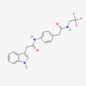 molecular formula C21H20F3N3O2 B2615593 2-(1-methyl-1H-indol-3-yl)-N-(4-(2-oxo-2-((2,2,2-trifluoroethyl)amino)ethyl)phenyl)acetamide CAS No. 1286703-26-1