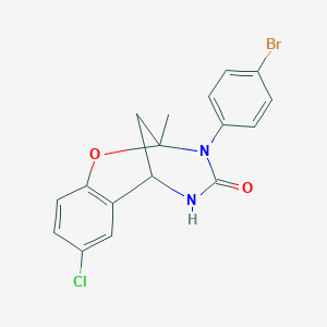 molecular formula C17H14BrClN2O2 B2615595 3-(4-bromophenyl)-8-chloro-2-methyl-5,6-dihydro-2H-2,6-methanobenzo[g][1,3,5]oxadiazocin-4(3H)-one CAS No. 687580-17-2