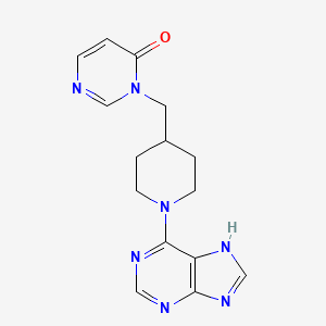 molecular formula C15H17N7O B2615598 3-{[1-(9H-嘌呤-6-基)哌啶-4-基]甲基}-3,4-二氢嘧啶-4-酮 CAS No. 2189434-46-4