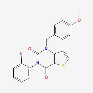 molecular formula C20H15FN2O3S B2615604 3-(2-氟苯基)-1-[(4-甲氧基苯基)甲基]-1H,2H,3H,4H-噻吩并[3,2-d]嘧啶-2,4-二酮 CAS No. 1326857-63-9