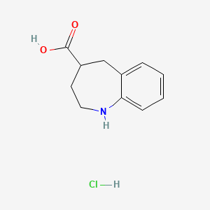 molecular formula C11H14ClNO2 B2615606 2,3,4,5-Tetrahydro-1H-1-benzazepine-4-carboxylic acid;hydrochloride CAS No. 2361643-58-3