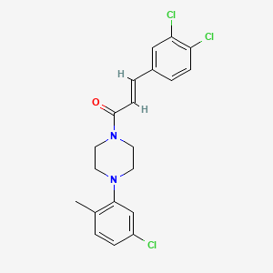 molecular formula C20H19Cl3N2O B2615607 3-(3,4-Dichlorophenyl)-1-(4-(5-chloro-2-methylphenyl)piperazinyl)prop-2-EN-1-one CAS No. 1025668-23-8