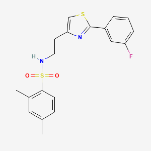 molecular formula C19H19FN2O2S2 B2615610 N-[2-[2-(3-氟苯基)-1,3-噻唑-4-基]乙基]-2,4-二甲苯磺酰胺 CAS No. 923112-97-4