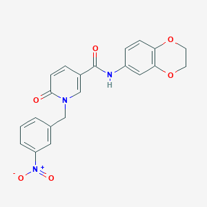 molecular formula C21H17N3O6 B2615612 N-(2,3-dihydrobenzo[b][1,4]dioxin-6-yl)-1-(3-nitrobenzyl)-6-oxo-1,6-dihydropyridine-3-carboxamide CAS No. 899970-56-0