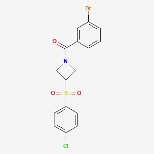 molecular formula C16H13BrClNO3S B2615614 (3-Bromophenyl)(3-((4-chlorophenyl)sulfonyl)azetidin-1-yl)methanone CAS No. 1798036-56-2