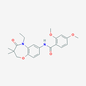 molecular formula C22H26N2O5 B2615615 N-(5-ethyl-3,3-dimethyl-4-oxo-2,3,4,5-tetrahydrobenzo[b][1,4]oxazepin-7-yl)-2,4-dimethoxybenzamide CAS No. 921544-74-3