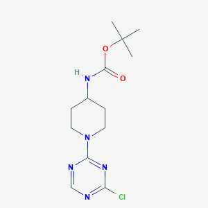 molecular formula C13H20ClN5O2 B2615616 Tert-butyl N-[1-(4-chloro-1,3,5-triazin-2-yl)piperidin-4-yl]carbamate CAS No. 2377034-61-0