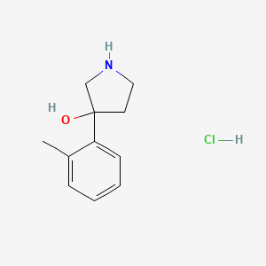 molecular formula C11H16ClNO B2615628 3-(2-Methylphenyl)-3-pyrrolidinol hydrochloride CAS No. 702630-29-3; 91246-30-9