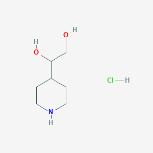 molecular formula C7H16ClNO2 B2615632 1-(4-Piperidinyl)-1,2-ethanediol hydrochloride CAS No. 1619-35-8; 1619-36-9