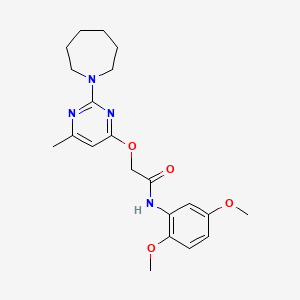 molecular formula C21H28N4O4 B2615633 2-{[2-(azepan-1-yl)-6-methylpyrimidin-4-yl]oxy}-N-(2,5-dimethoxyphenyl)acetamide CAS No. 1031962-30-7