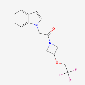 molecular formula C15H15F3N2O2 B2615634 2-(1H-indol-1-yl)-1-(3-(2,2,2-trifluoroethoxy)azetidin-1-yl)ethanone CAS No. 2034590-09-3
