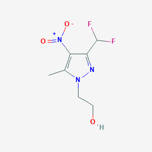 molecular formula C7H9F2N3O3 B2615635 2-[3-(Difluoromethyl)-5-methyl-4-nitro-1H-pyrazol-1-yl]ethanol CAS No. 1946817-06-6