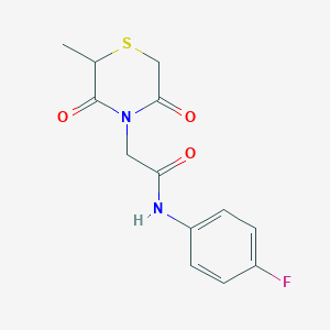 molecular formula C13H13FN2O3S B2615646 N-(4-氟苯基)-2-(2-甲基-3,5-二氧代硫代吗啉-4-基)乙酰胺 CAS No. 868215-94-5