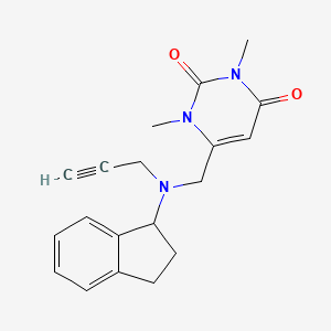 molecular formula C19H21N3O2 B2615647 6-{[(2,3-dihydro-1H-inden-1-yl)(prop-2-yn-1-yl)amino]methyl}-1,3-dimethyl-1,2,3,4-tetrahydropyrimidine-2,4-dione CAS No. 1197744-54-9