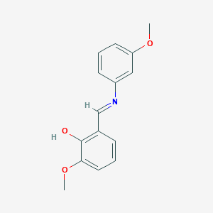 molecular formula C15H15NO3 B2615648 2-methoxy-6-{(E)-[(3-methoxyphenyl)imino]methyl}phenol CAS No. 57322-37-9