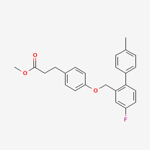 molecular formula C24H23FO3 B2615663 Methyl 3-(4-{[5-fluoro-2-(4-methylphenyl)phenyl]methoxy}phenyl)propanoate CAS No. 1374516-35-4