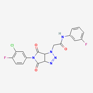 2-(5-(3-chloro-4-fluorophenyl)-4,6-dioxo-4,5,6,6a-tetrahydropyrrolo[3,4-d][1,2,3]triazol-1(3aH)-yl)-N-(3-fluorophenyl)acetamide