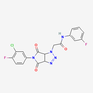 molecular formula C18H12ClF2N5O3 B2615664 2-(5-(3-氯-4-氟苯基)-4,6-二氧代-4,5,6,6a-四氢吡咯并[3,4-d][1,2,3]三唑-1(3aH)-基)-N-(3-氟苯基)乙酰胺 CAS No. 1052565-50-0