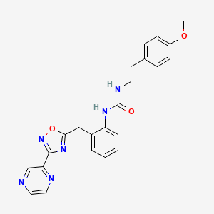molecular formula C23H22N6O3 B2615665 1-(4-Methoxyphenethyl)-3-(2-((3-(pyrazin-2-yl)-1,2,4-oxadiazol-5-yl)methyl)phenyl)urea CAS No. 1797604-45-5