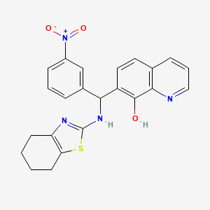 molecular formula C23H20N4O3S B2615674 7-((3-Nitrophenyl)((4,5,6,7-tetrahydrobenzo[d]thiazol-2-yl)amino)methyl)quinolin-8-ol CAS No. 446826-81-9