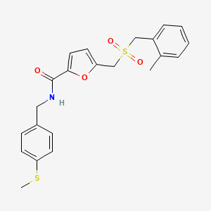 molecular formula C22H23NO4S2 B2615677 5-(((2-methylbenzyl)sulfonyl)methyl)-N-(4-(methylthio)benzyl)furan-2-carboxamide CAS No. 1448130-35-5