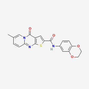 molecular formula C20H15N3O4S B2615678 N-(2,3-dihydrobenzo[b][1,4]dioxin-6-yl)-7-methyl-4-oxo-4H-pyrido[1,2-a]thieno[2,3-d]pyrimidine-2-carboxamide CAS No. 1021260-72-9